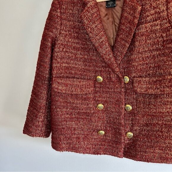 Smythe Orange Metallic Wool Tweed Blazer Size 6 - Picture 10 of 10